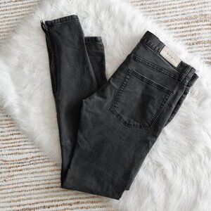 MNML Men’s Black Skinny Jeans Size 32 Ankle Zip Button Fly Streetwear Denim